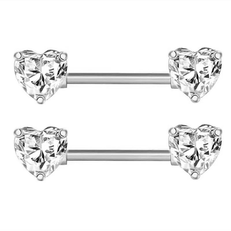 Rosa Herz Brustwarzenpiercing Stange Set Glänzende Kristall Brustwarzenringe Großpackung Für Frauen Blume Brustwarzen Schmuck Packung Piercing Teton Mengen