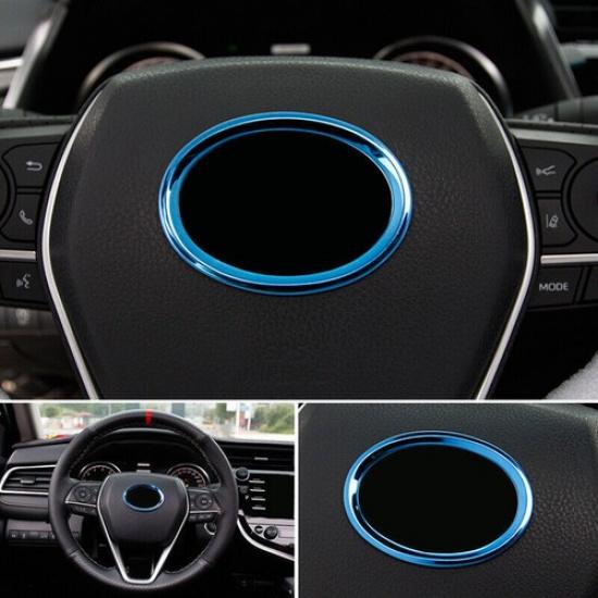 1pcs Blue Titanium Car Steering Wheel Cover Trim For Toyota Camry 2018-