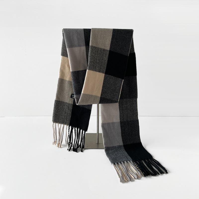 Plaid black and white thermal scarf men's autumn and winter scarf simple trend imitation cashmere shawl