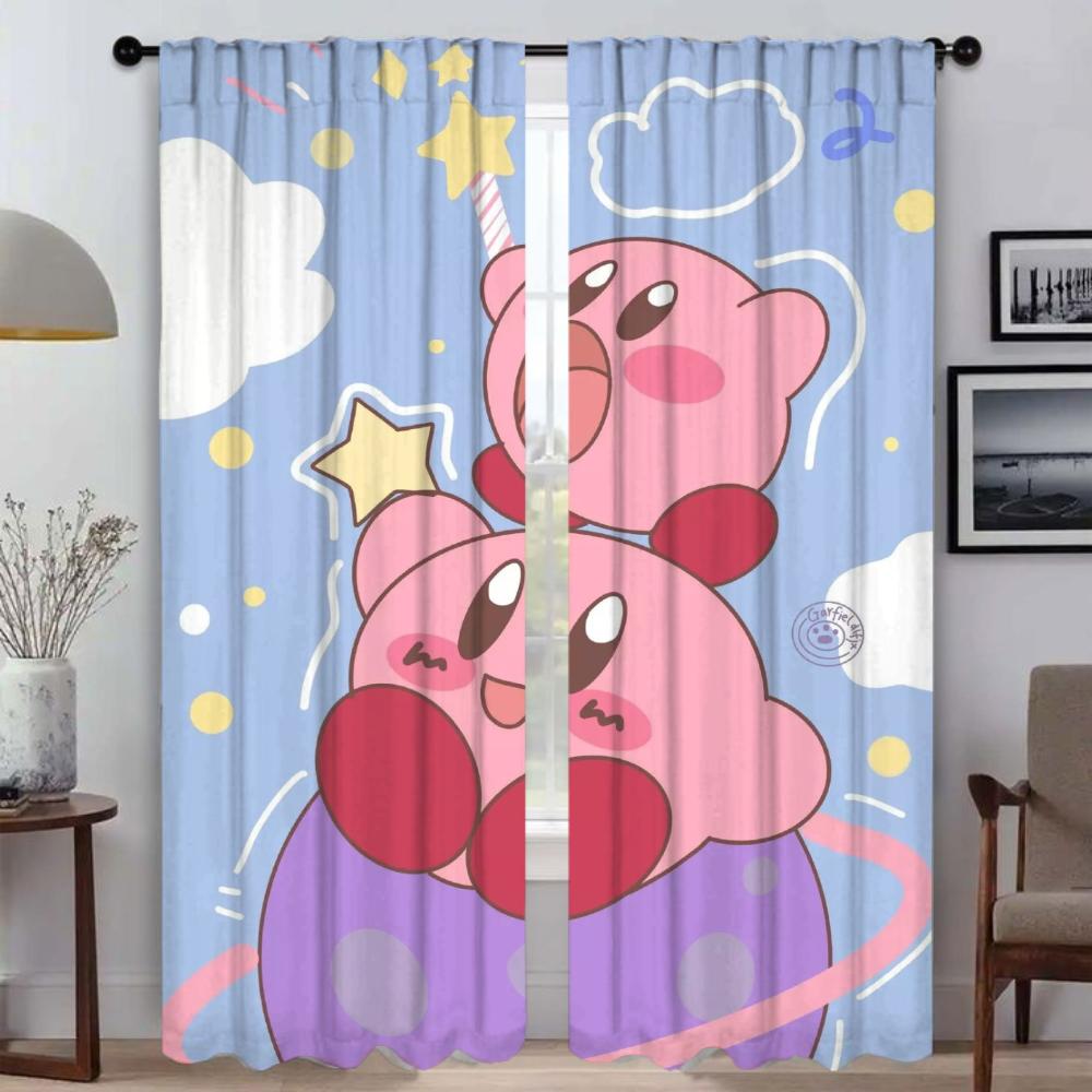 Kawaii Cartoon K-KirbyS Window Curtain for Room 2 Panel Partition Curtains for Bedroom Halloween Decoration Living Kitchen Child