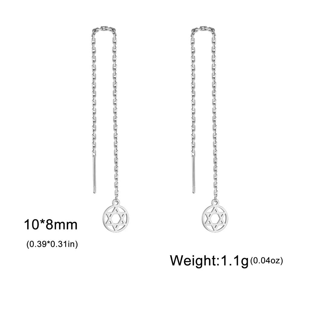 Star of David Round Pendant Earrings Stainless Steel Gold Color Hexagram Je Judaism Earrings Jewelry Wholesale 2026 New