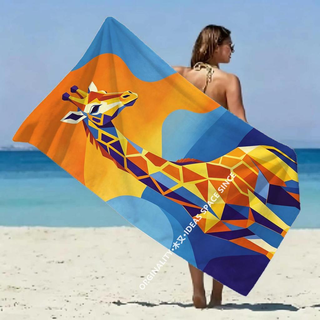 Geometrisches Giraffenmuster Strandtuch Gemustert Sonnenschutz Und Winddicht Geeignet Für Schwimmbad Camping Reisen