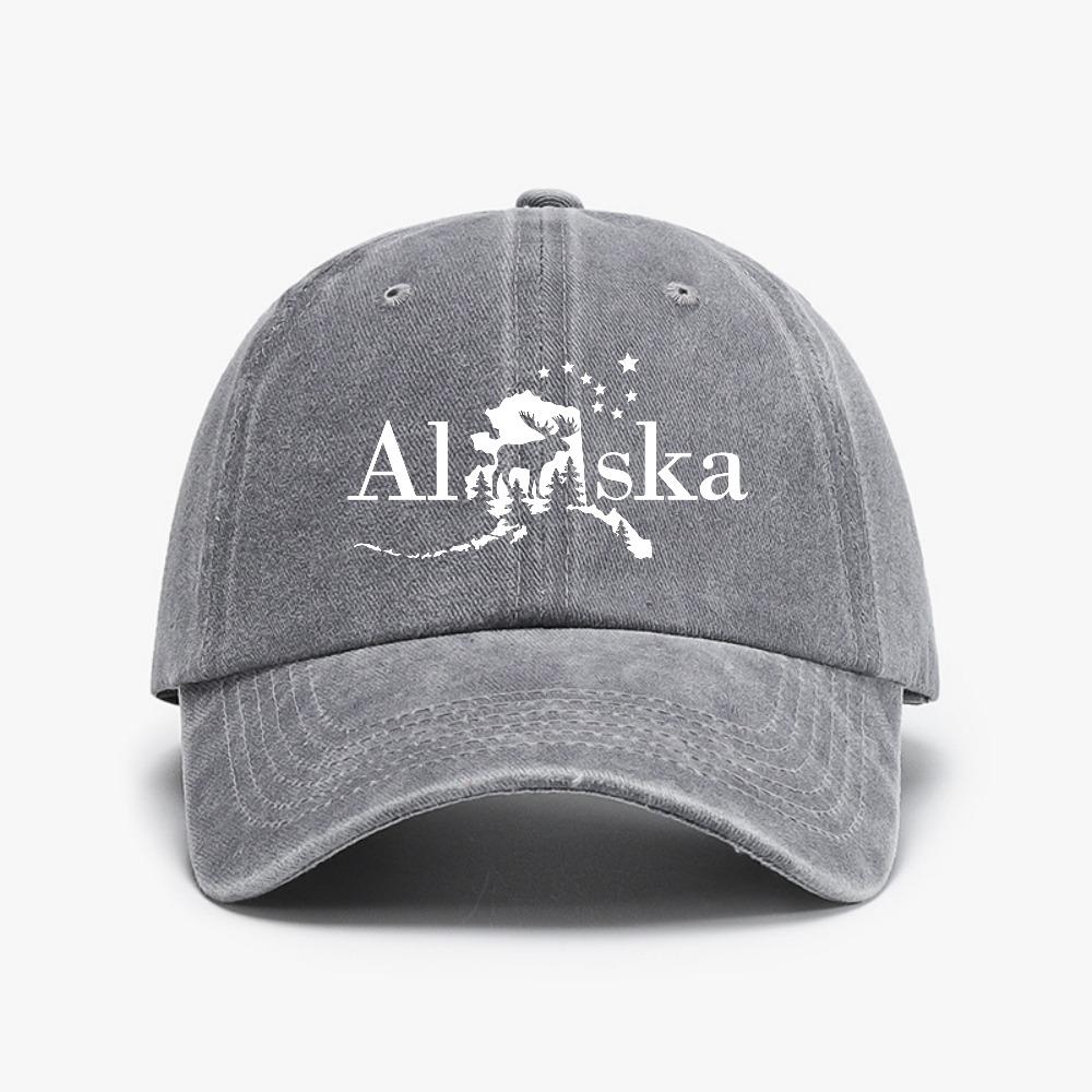 

Alaska Graphic Vintage Washed Cowboy Baseball Cap Adjustable Quality Unisex Teens Washed Cowboy Caps Adjustable