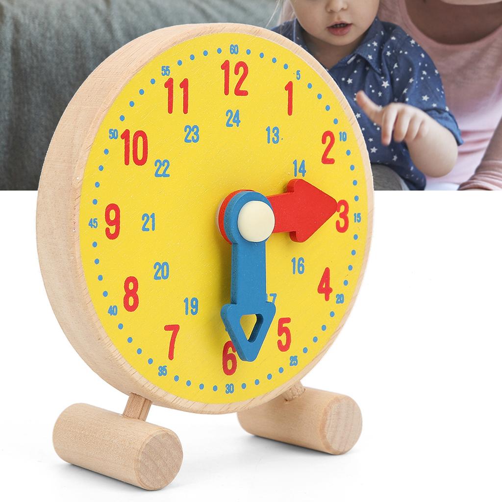 Numbers Clock Model Toy Wooden Clock Learning Educational Kindergarten Toy for Children