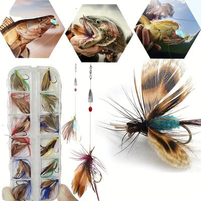 Fly Fishing Fly Kit with Tackle Dry/Wet Fly Handcrafted Fly Fishing Lure Fly, Streamer for Trout Bass Salmon-12pcs/box