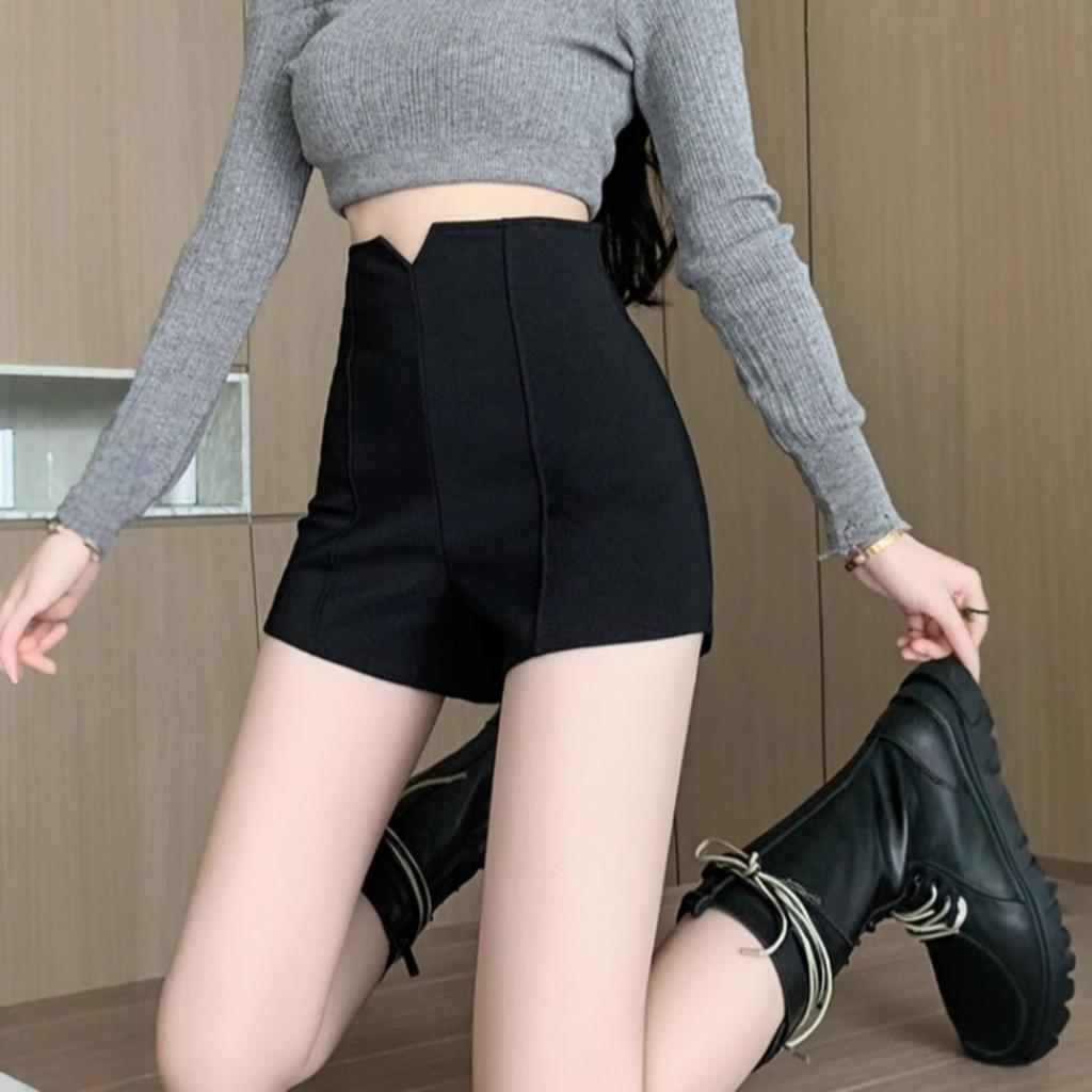 Women's Korean Style High-waisted Leggings for Autumn and Winter New Style Plush Small A-line Shorts