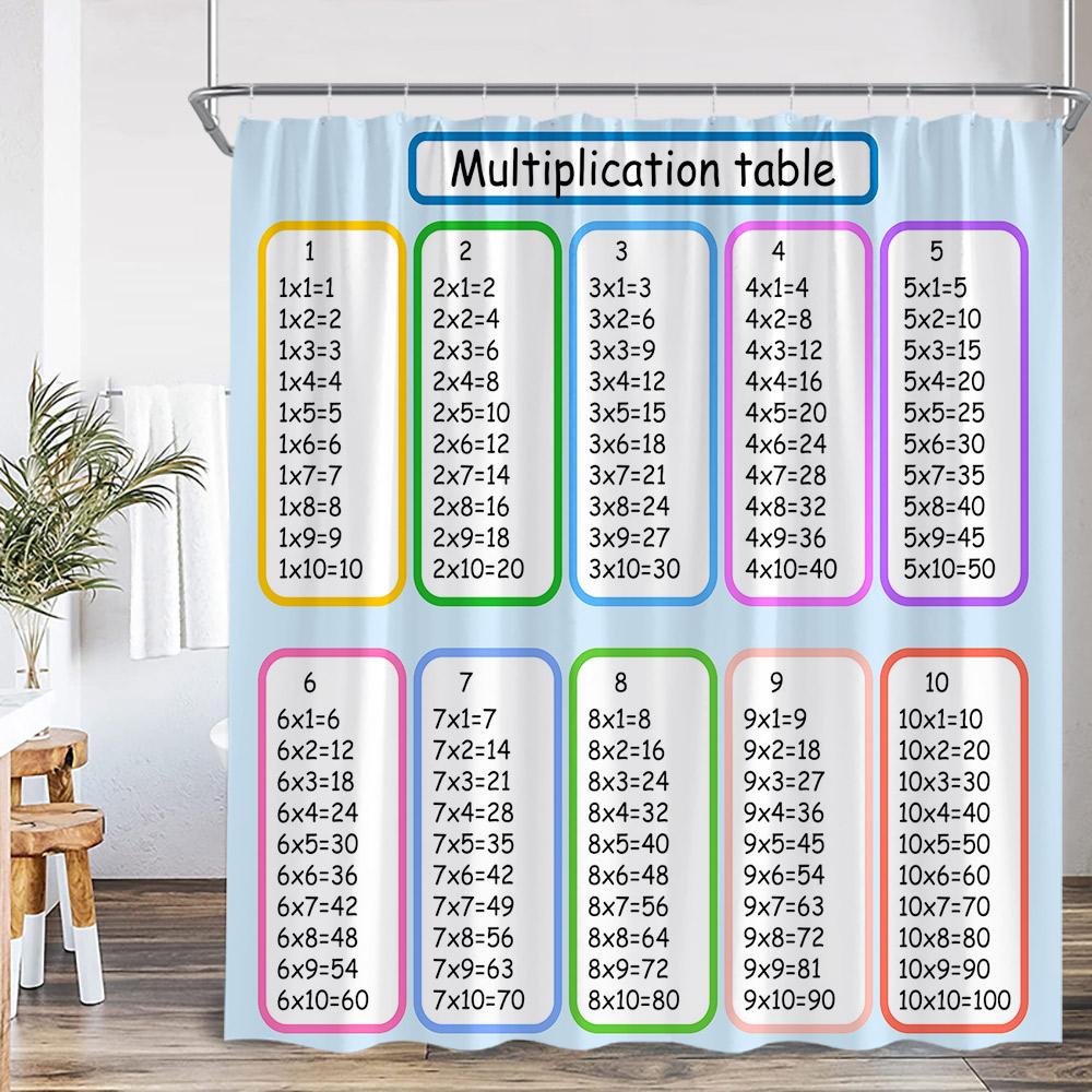 Mutiplication Table Shower Curtain Math Education Study Theme Home Decor For Bathroom Polyester Fabric Bath Curtain With Hook