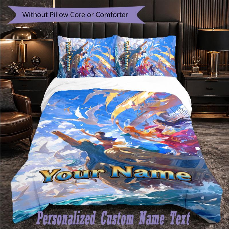 Personalized 3Pcs Bedding SetOne Piece Custom Text Duvet Cover Pillowcase Set Bedroom Gift