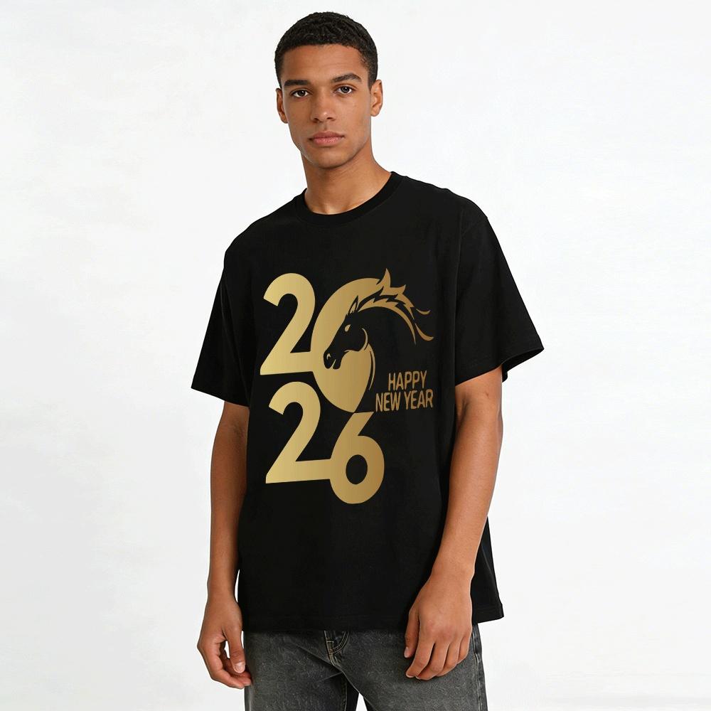 2026 Year of the Horse New Year Themed Printed Casual Top Pure cotton T-shirt