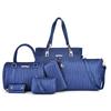 New Mother and Child Women's Bags Solid Color PU Six-piece Set Woven Large-capacity Simple Portable Shoulder Bag Crossbody Fashion