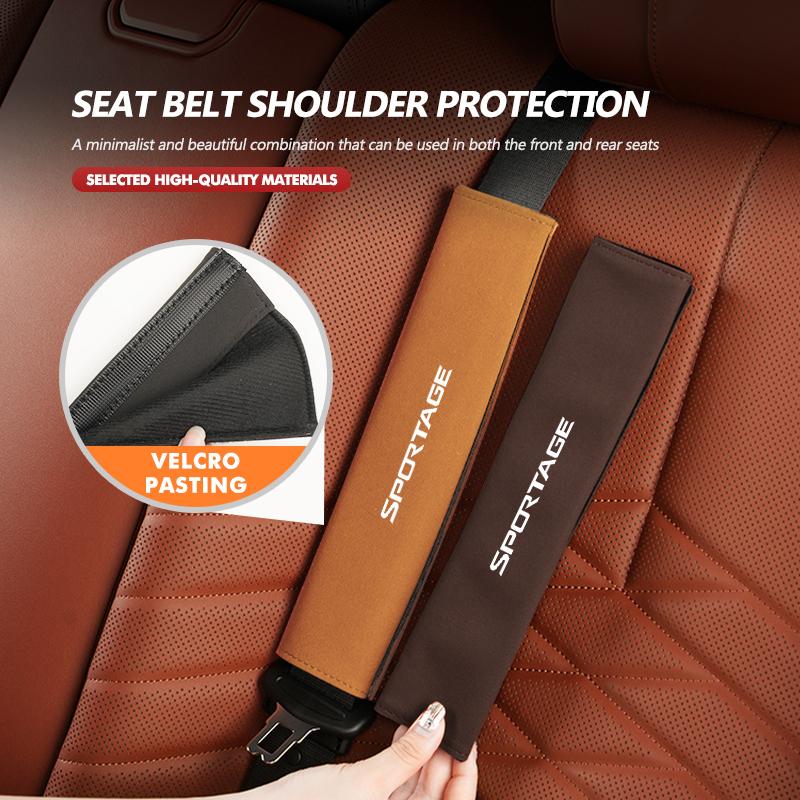 ACZ2 For KIA Suede Car Seat Safety Belt Shoulder Covers Belt Protective Pad Accessories Sportage 2016 2017 2018 Sephia Stonic Carens