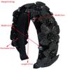 Exquisite Velvet Floral Diamond Headband: Sparkly High-Top Hair Accessory for Women - Perfect for Banquet and Prom.