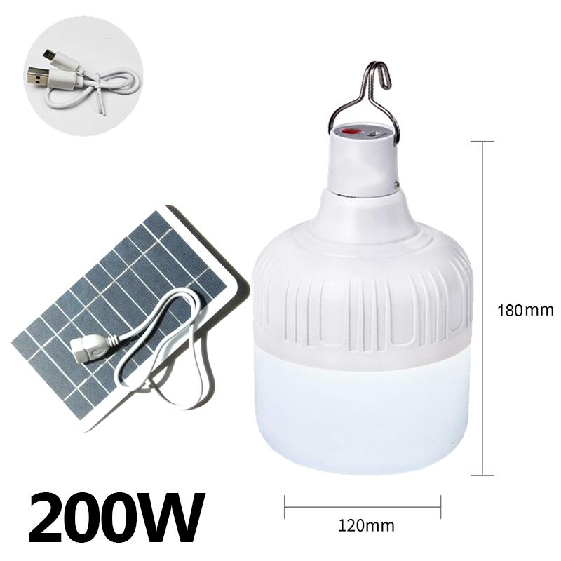 LED Emergency Lights Outdoor USB Rechargeable with Solar Panel Portable Lanterns Hanging Camping Energy Saving Bulb Garden Tent