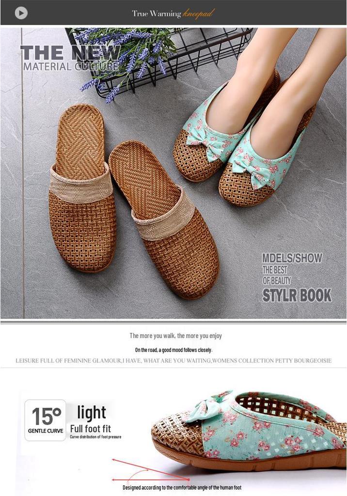 Unisex Summer Indoor Non-Slip Linen Slippers