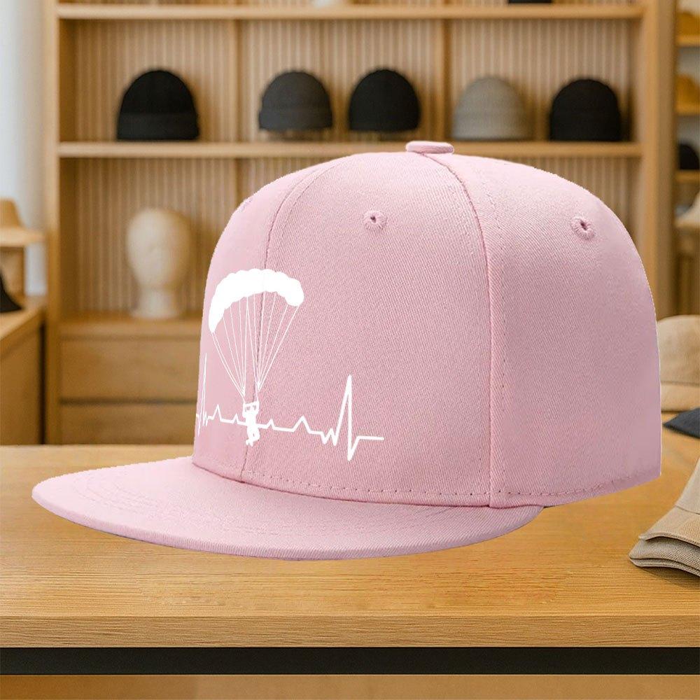 Paragliding Heartbeat Line Skydiver Baseball Cap Polyester Adjustable Snapback for Adult Casual Outdoors