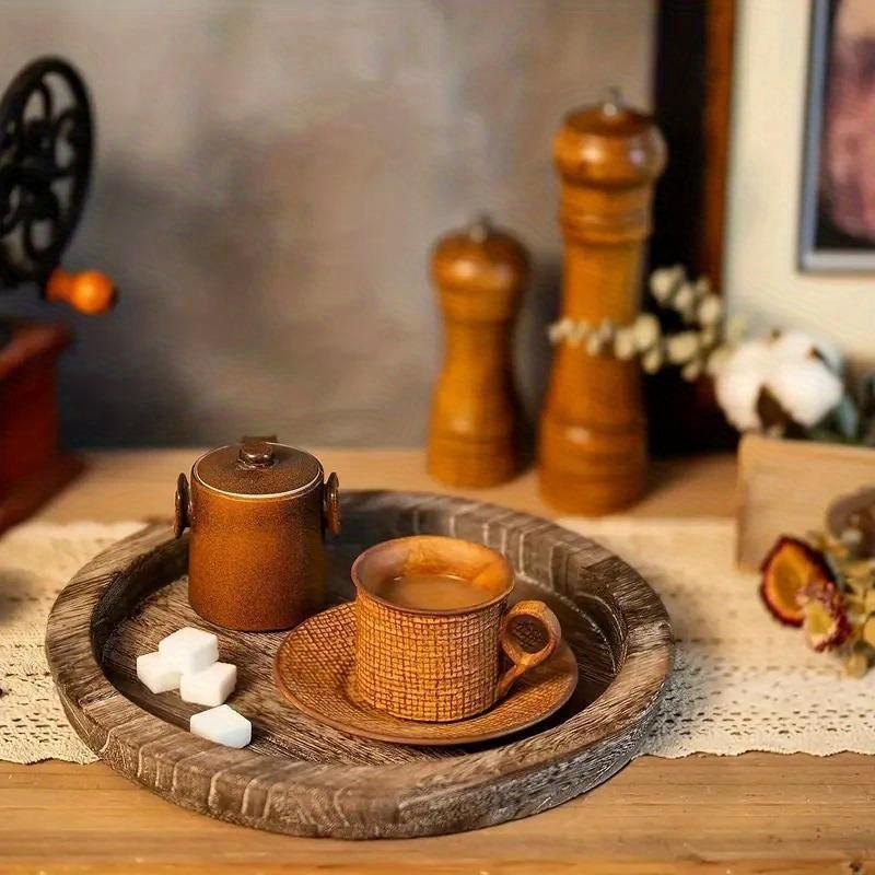1PC Wood Trays Round Wooden Candle Holder Tray Plate Snack Dessert Kitchen Table Centerpiece Decoration Home Decor