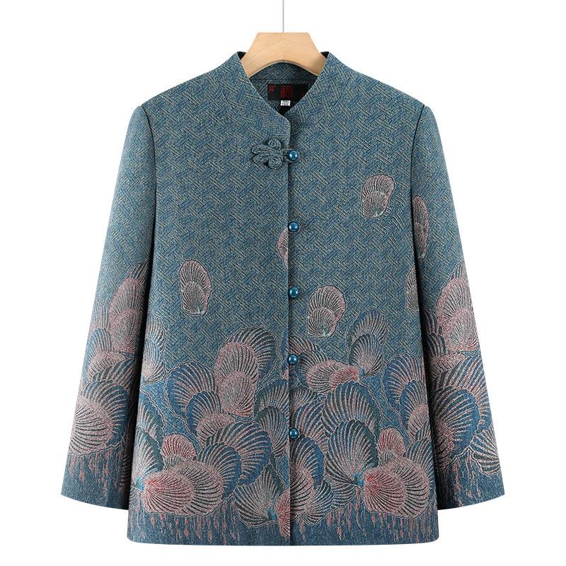 

Grandma Chic: 2026 Spring/Autumn Stand-up Collar Cardigan for Women in Their 70s & 80s 4XL (125-140 lbs)