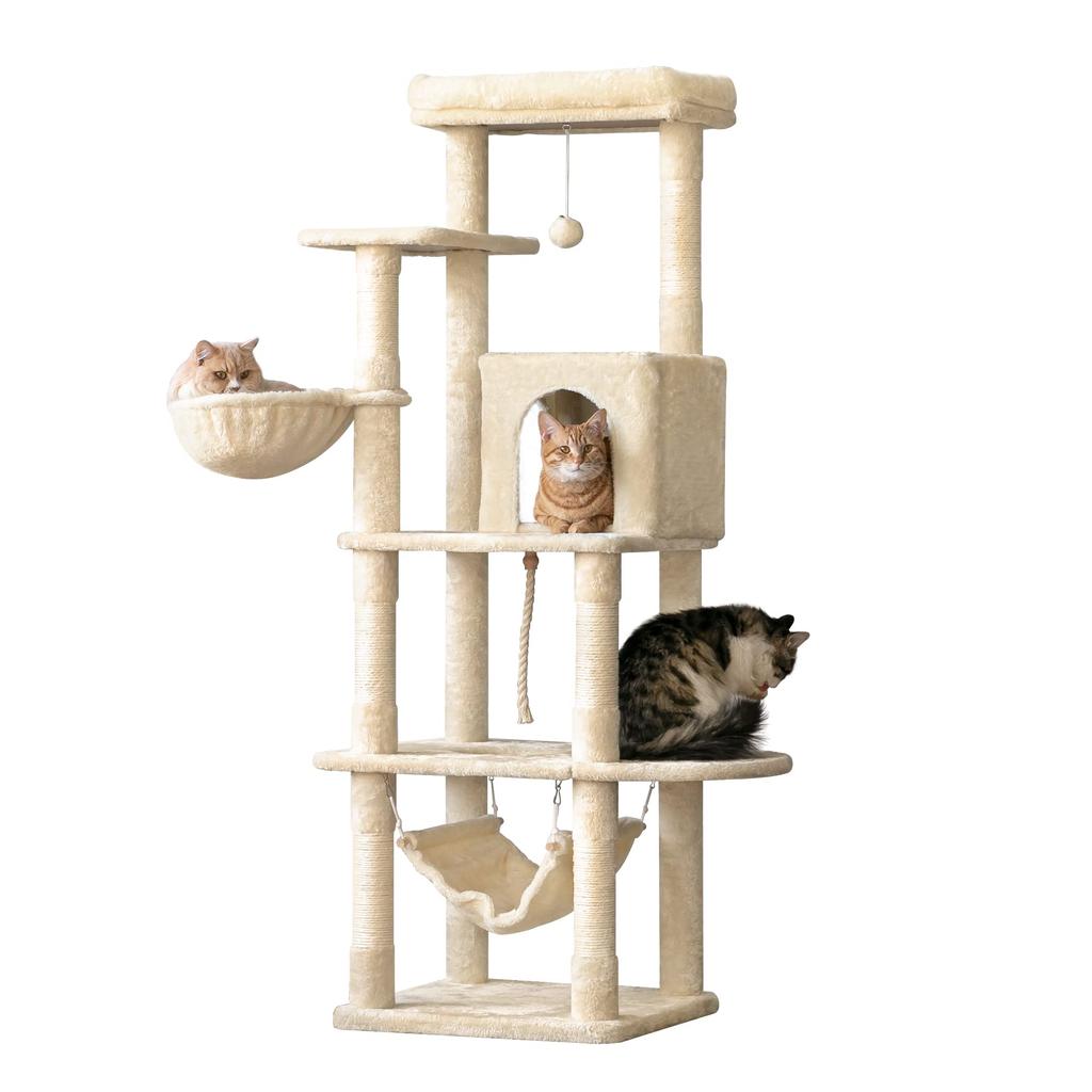 Mwpo Cat For Medium and Large Small and With Scratching For Multiple Hemp For Space B808A Tower, Freestanding, Slim, Cats, Mini, Hammock, Cute, Post,