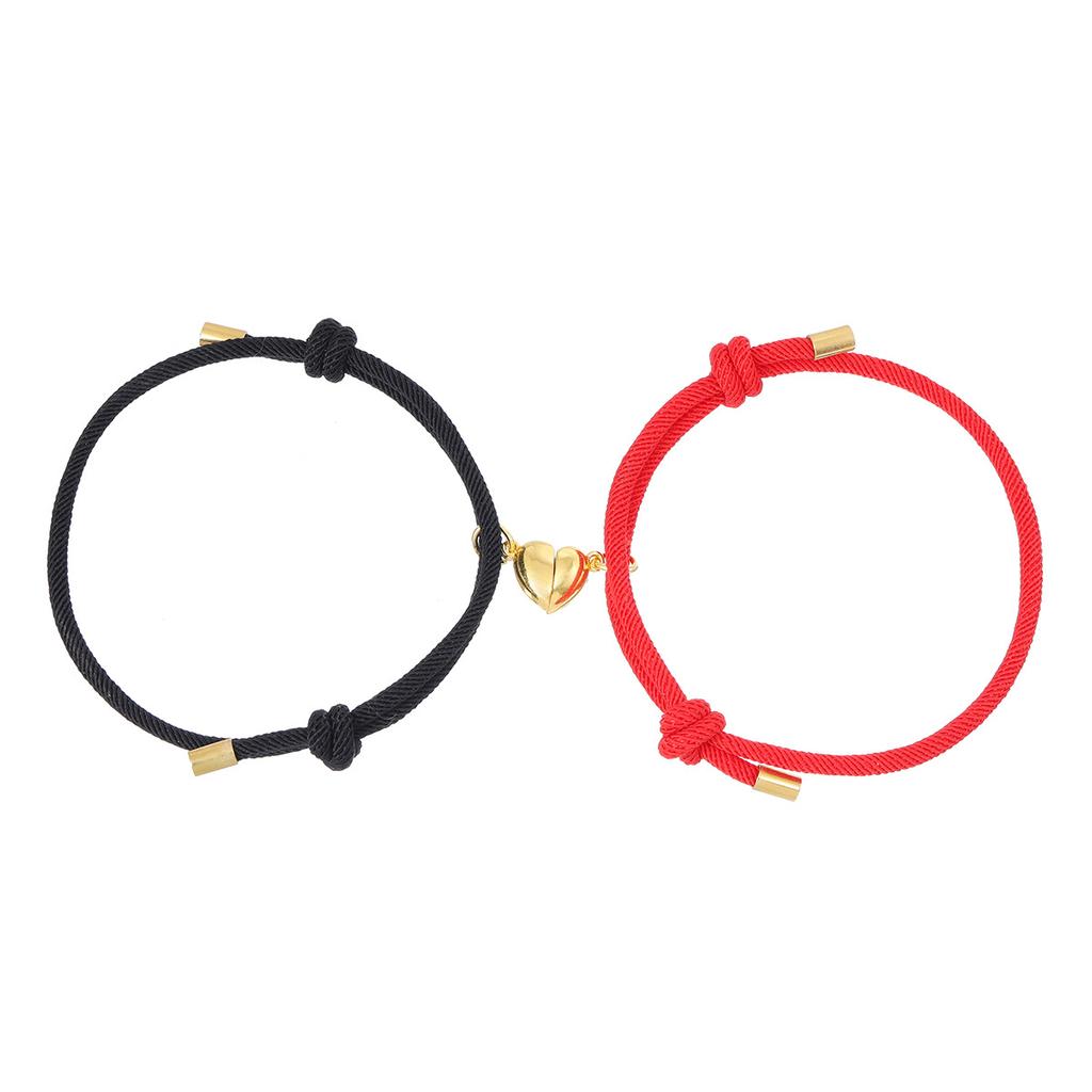 Gold Heart Magnet Milan Couple Bracelet Set Unisex Matching Bangles Jewelry