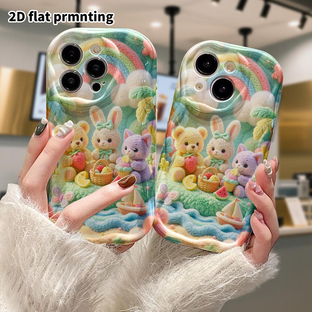 Phone Case: 2D Flat, Suitable for iPhone 18, 17, 16, 15, 14, 13, 12Pro Protective Case, Animal Picnic, Perfect Christmas and Halloween Holiday Gift