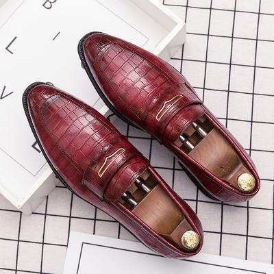 Spring Autumn Hot Selling Trendy Red Men's Leather Casual Shoes Massage Sole Loafers Shoes Versatile Men's Work Business Shoes