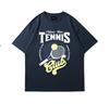 American high street retro shortsleeved Tshirt for Unisex summer urban tennis style pure cotton casual roundneck Unisexs shirt