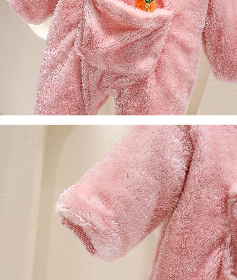 Adorable Korean-Style Velvet Hooded Baby Crawling Suit for Autumn and Winter