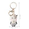 2Pcs Keychain Pendant Cartoon DiamondStudded Resin Small Cow Shape Metal Key   Decoration(White )