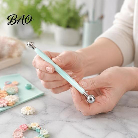 Fondant Decorating Tools 4Pcs Polymer Clay Shaping Tool Set, Sculpting Stick with Stainless Steel Ball, 4 Size DIY Pottery Modeling