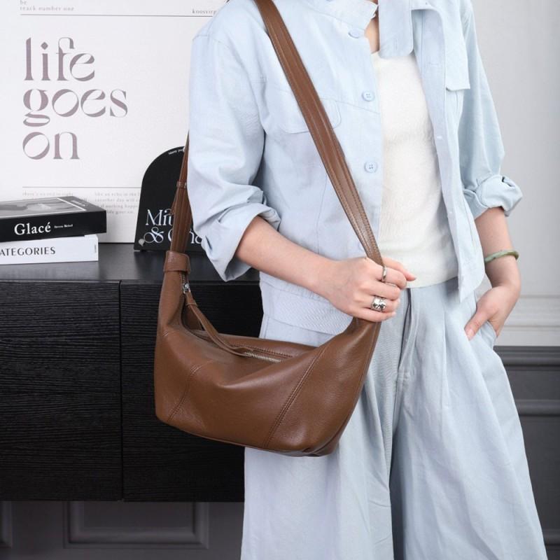 High End Natural Cowhide Dumpling Bag Versatile Genuine Leather Women's Casual Fashionable Single Shoulder Crossbody