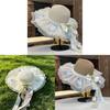 Summer Straw Hat For Women With Lace Bow Sun Protection Beach Vacation