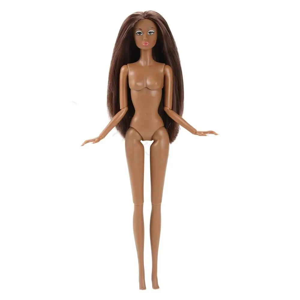 Menina Europeia Supermodelo Pele Escura Cabelo Cacheado Nude 16 Modelos Vestir Figura de Ação 32cm Corpo DIY