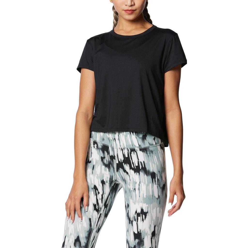 Under Armour Solid Color Round Neck Sports T-Shirt Women Tops Black 1374607-001