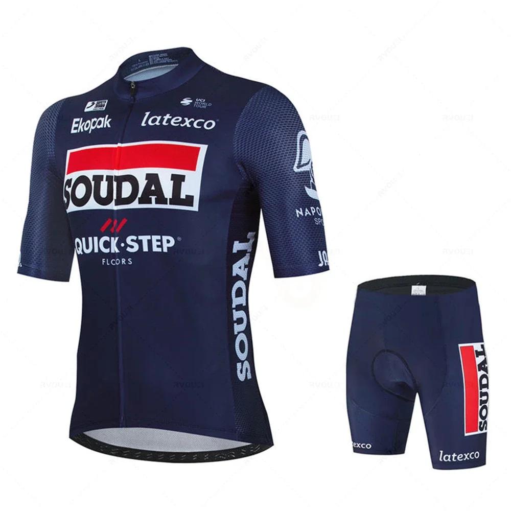 Soudal Quick Step sada cyklistického dresu léto belgické kolo prodyšné muži oblečení na horské kolo Maillot ropa ciclismo uniforma