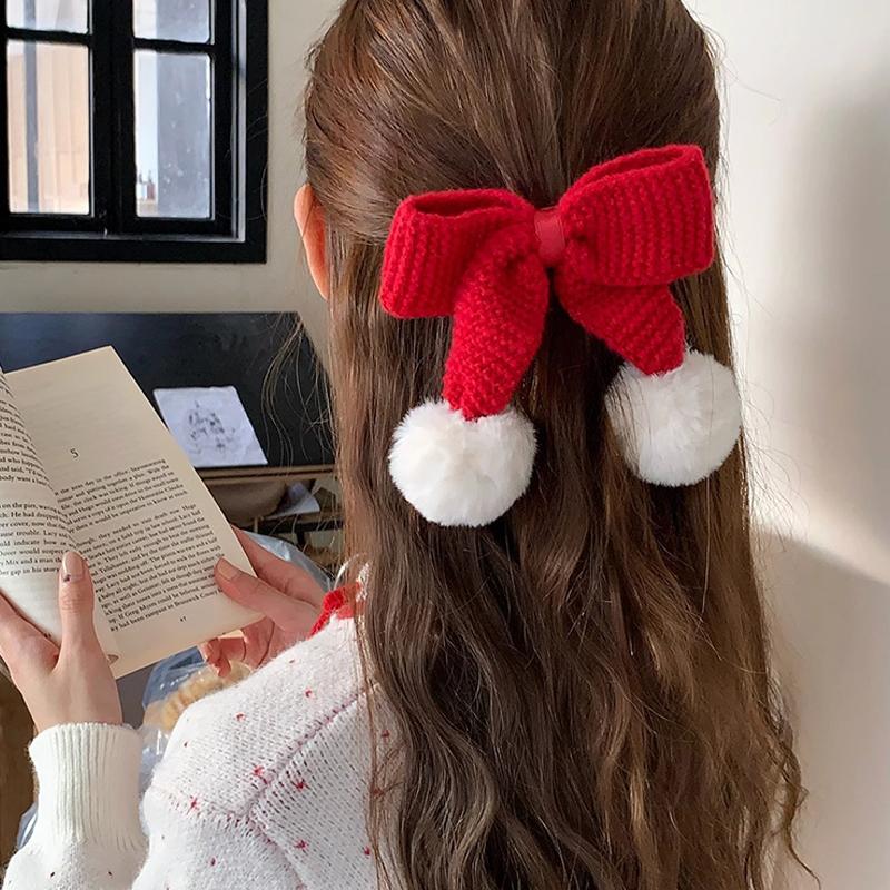 Sweet Lace Big Red Bow Clip Princess Shiny Hairpin Headdress Accessories
