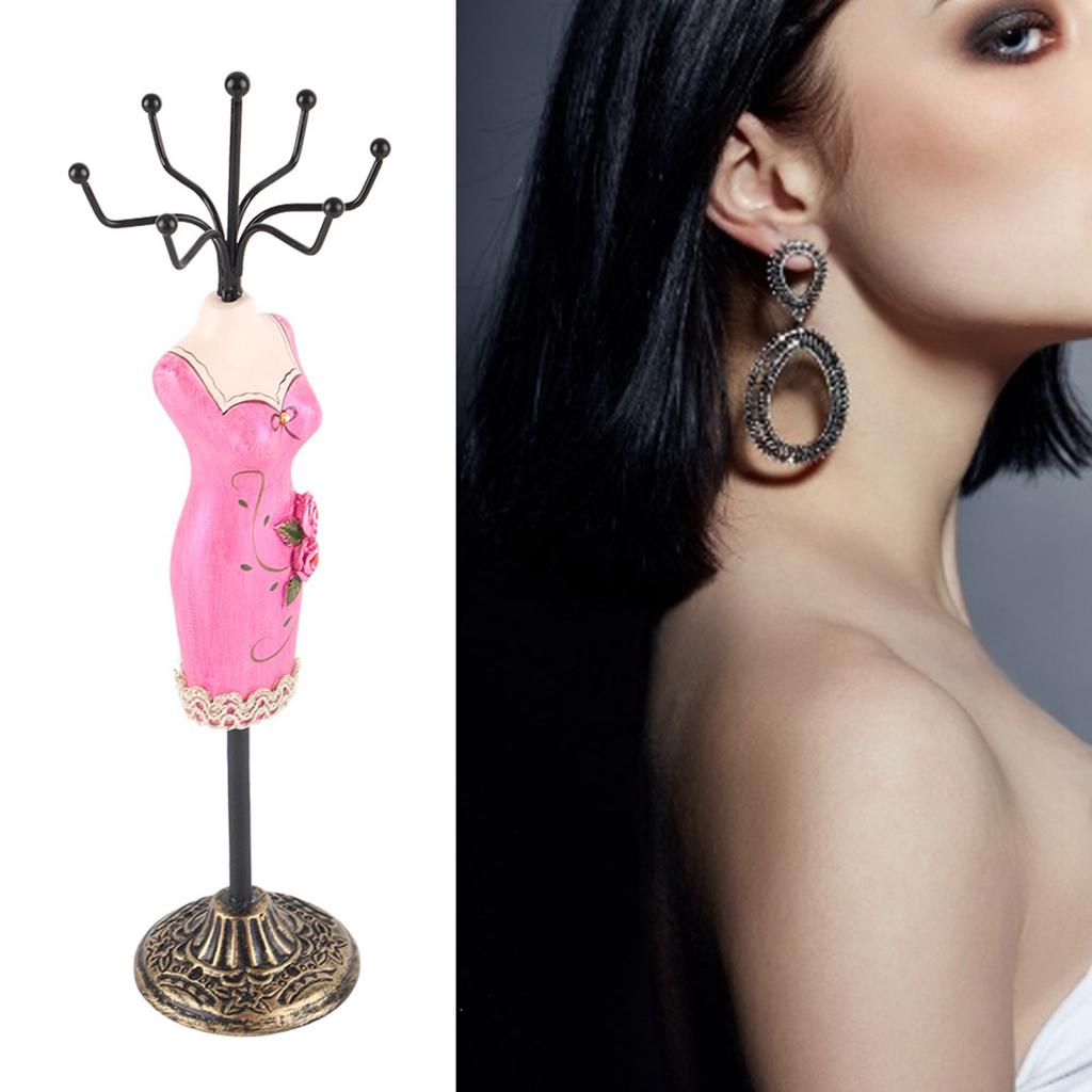 Metall Schmuckaufsteller Halsketten Präsentationsständer Ohrring Hängehalter Armband Regal(Rose Rot)