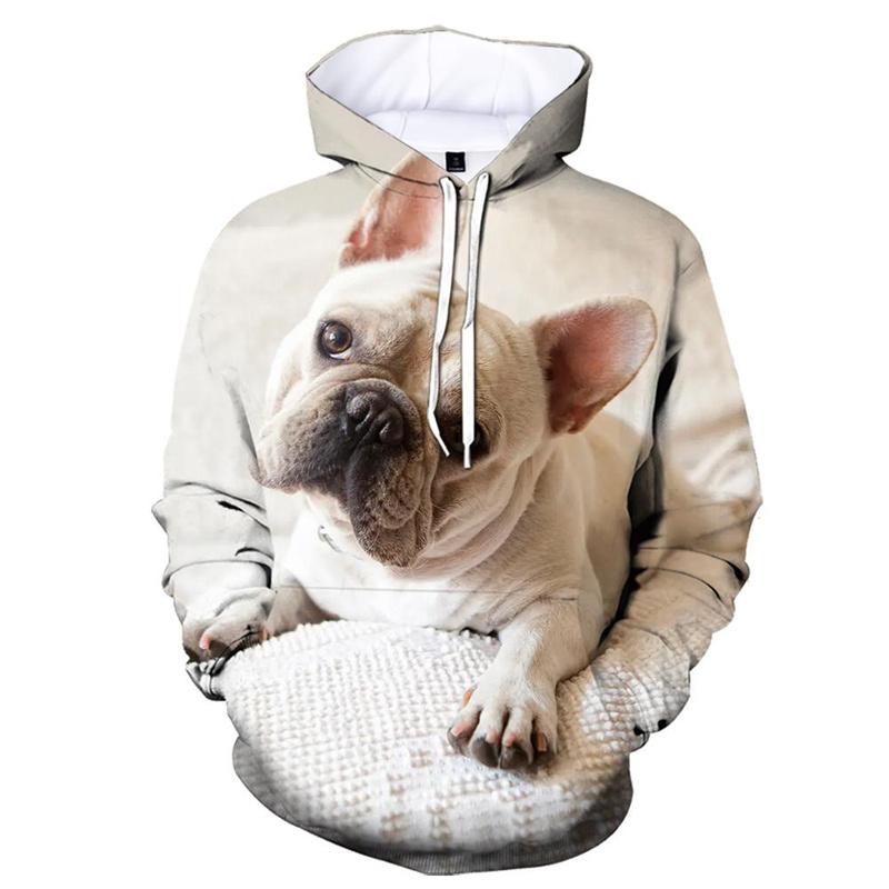 

Милые толстовки с изображением французского бульдога с 3D-принтом, мужская мода, повседневная толстовка с длинными рукавами, уличная толстовка, детская осенняя одежда L