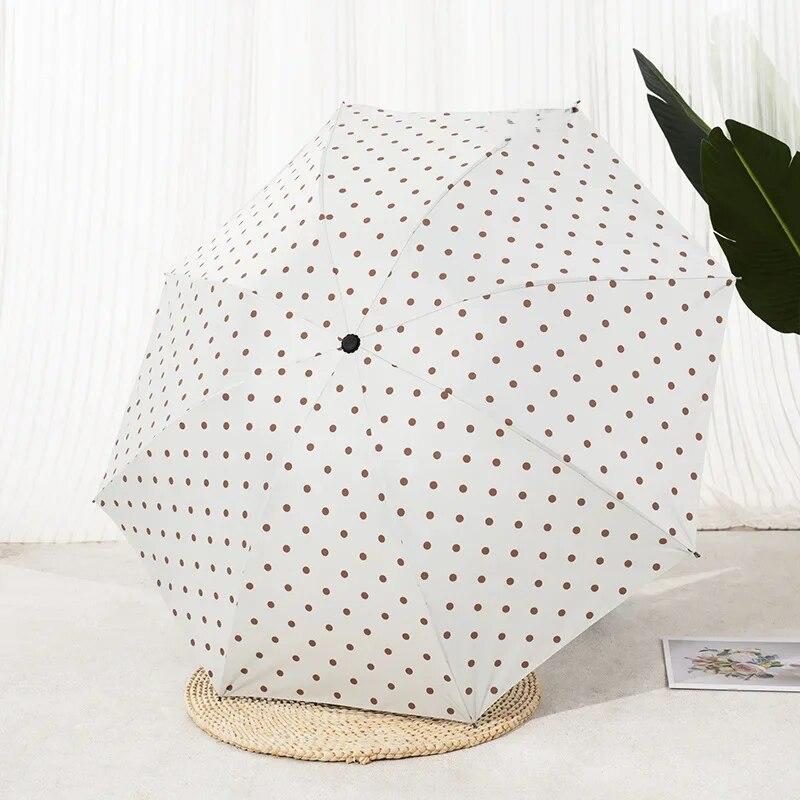 Korean Style Black White Checkered Umbrella Sunshade Umbrella Anti Uv Foldable Fresh Clean