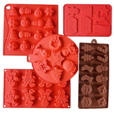 Christmas Silicone Chocolate Mousse Cake Mold DIY Snowman Gingerbread Man Santa Claus Cookies
