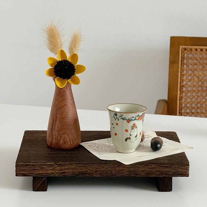 Retro Wooden Flower Vase Desktop Aesthetic Flower Bottle Decorative Plant Pot Arrangement Vase Home Decor Ornaments