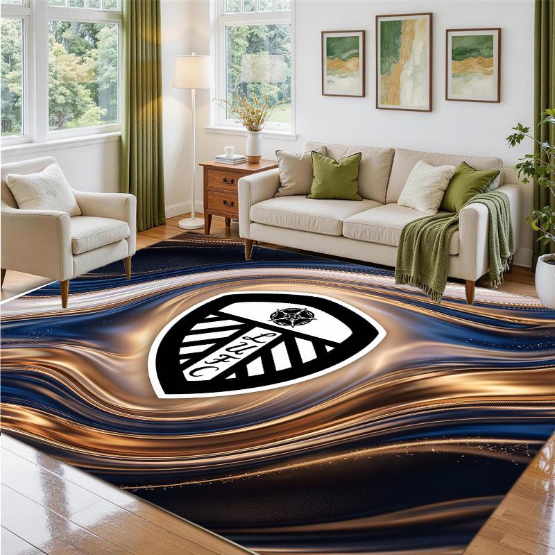 Leeds United Football Design Crystal Velvet Rug Soft Decorative Mat for Bedroom Entrance