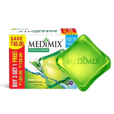 Clear Glycerine Bathing Bar Soap For Dry Skin 100gx 4 Soap With Lakshadi Oil & Aloe Vera For Hydrated Smooth Radiant Skin