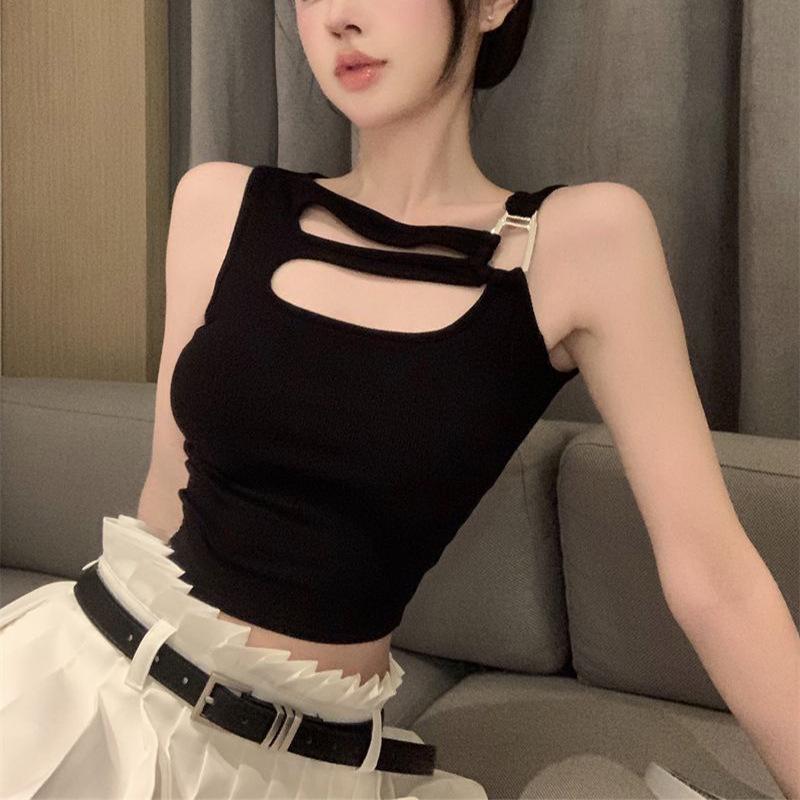 

Women s White Hollow-Out Camisole Vest – Sweet & Spicy Summer Sleeveless Top One Size