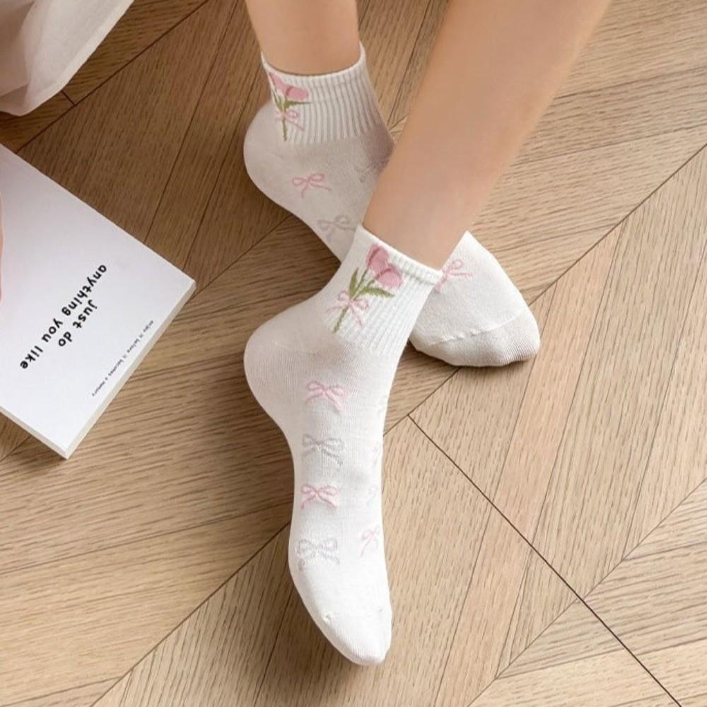 Low Cut Japanese Women's Socks Cute Floral Socks Comfortable Short Tube Socks  Spring Summer