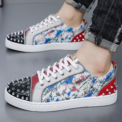 Sapatos de Plataforma com Personalidade de Rua Outono Sapatos Masculinos Tendência Rebites Sapatos Casuais Espírito da Moda Sapatos de Rapaz Confortáveis Respiráveis Resistentes Sapatos para Caminhada