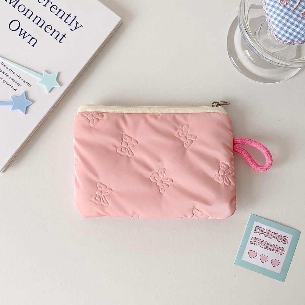 Korean Y2K Bow Stationery Bag Bowknot Love Heart Korean Style Pencil Case Bow Cosmetic Bag  Student