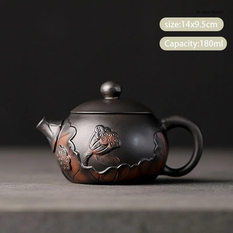 

Chinese Traditional Purple Pottery Teapots Famous Handmade Flower Dragon Pattern Kettle Travel Portable Tea Pot Home Tea Set