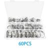 60-Piece Adjustable Worm Gear Hose Clamps for Pipes