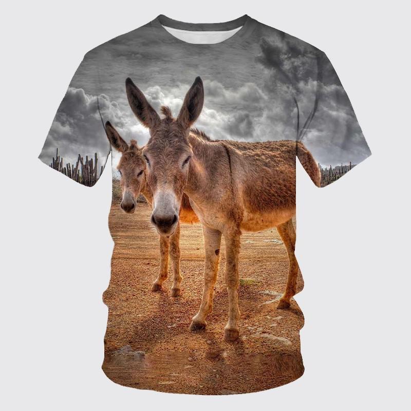 Funny Donkey T-shirt Animal 3D Printing Short Sleeve O-neck For Men's