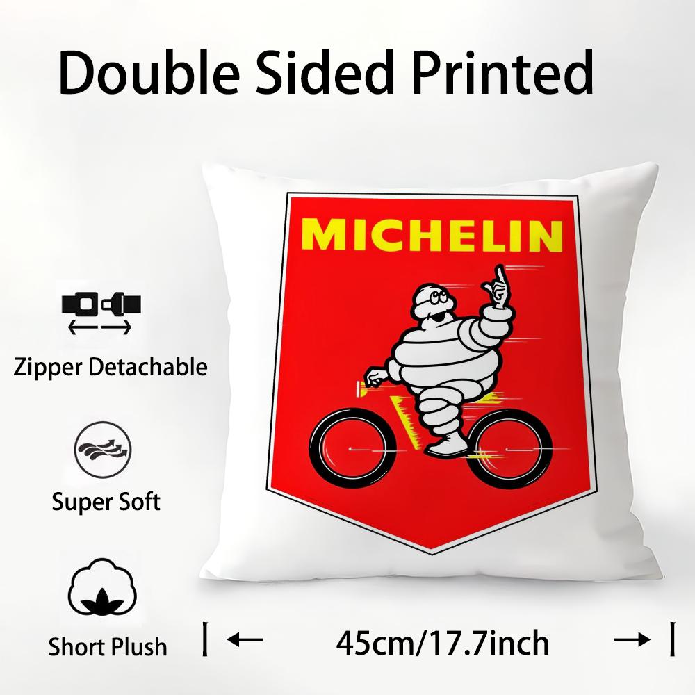 M-MichelinS T-Tyres Pillow Case Plush Fabric Soft Double Sided Print Sofa Cushion Cover Throw Pillow Covers